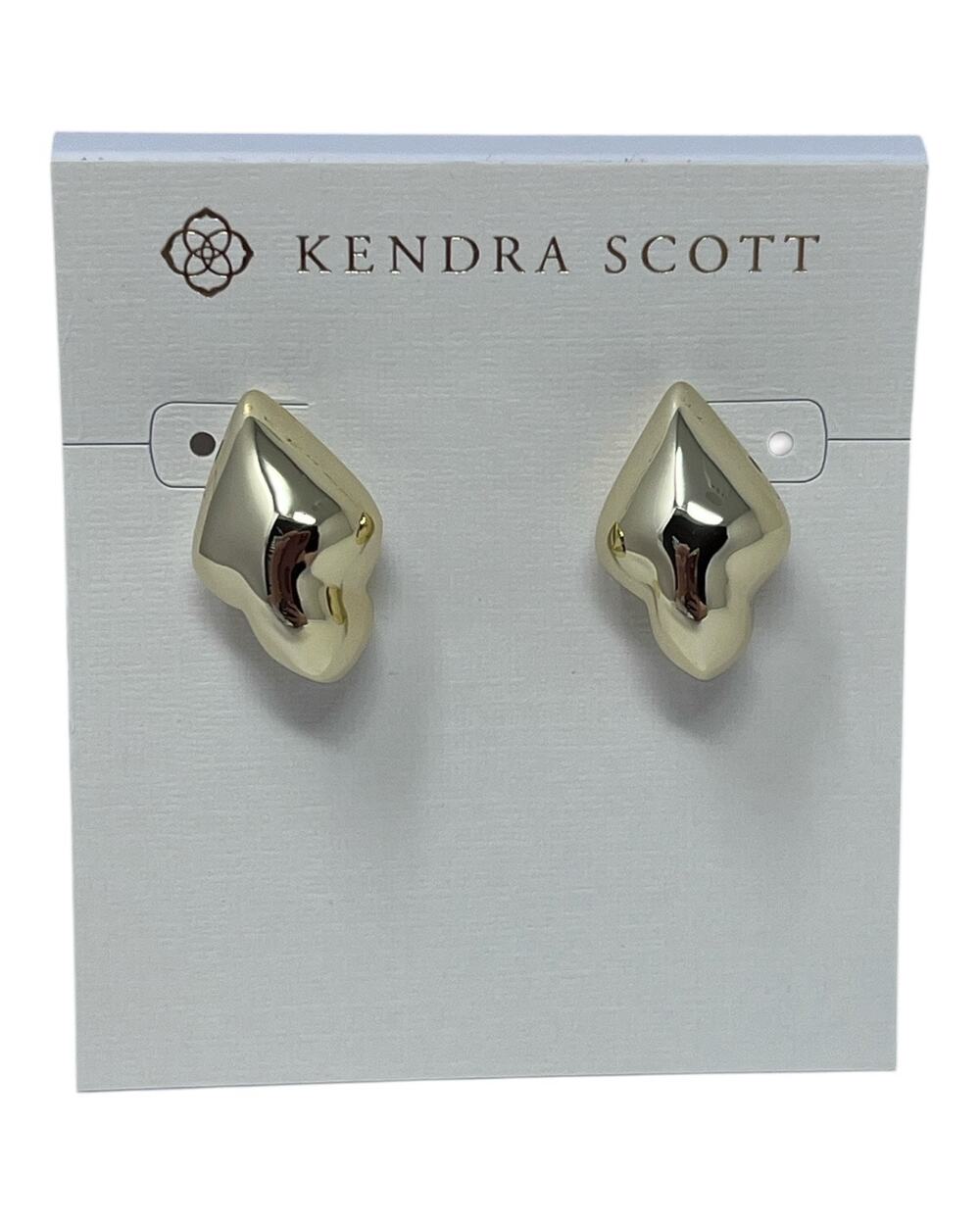 Kendra Scott Adeline Gold Geometric Stud Earrings Puffy Sculptural NWT on Card